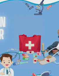 Montessori Wooden Doctor kit for Kids, Medical Play Set