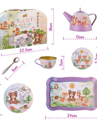 Woodland Animal Themed Pretend Play Tea Set for Little Girls - 15 PCS Tea Party Set for Kids Learning and Social Skills - Axel Adventures