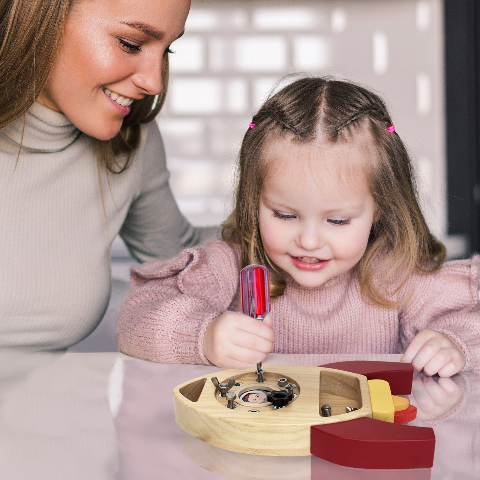 Montessori Screw Driver Board, Rocket Ship Toy Wooden Kids Busy Board Sensory Toy - Axel Adventures