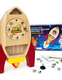 Montessori Screw Driver Board, Rocket Ship Toy Wooden Kids Busy Board Sensory Toy - Axel Adventures