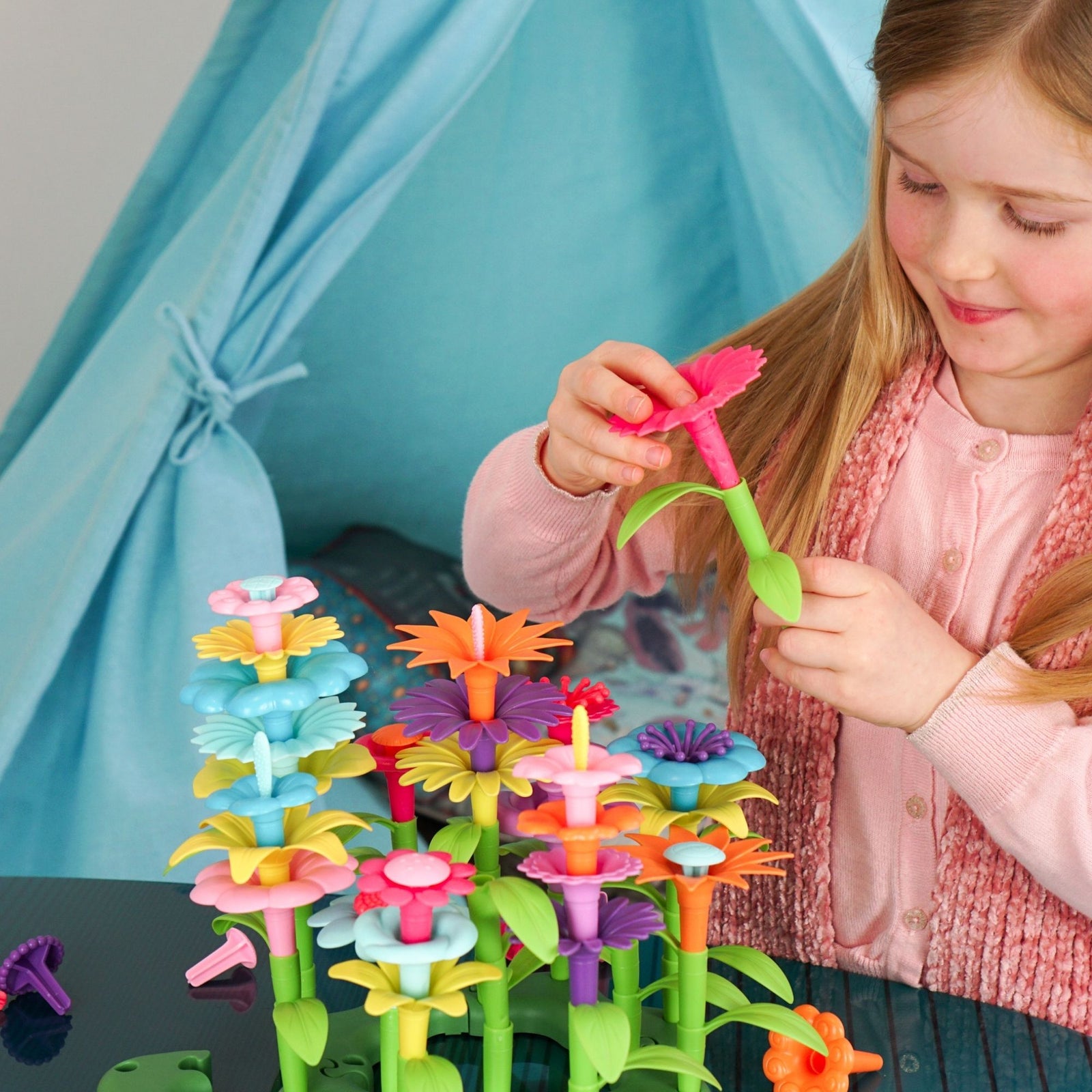 Build A Flower Garden, Colorful Flower Stacking Toy 47 Pcs - Axel Adventures