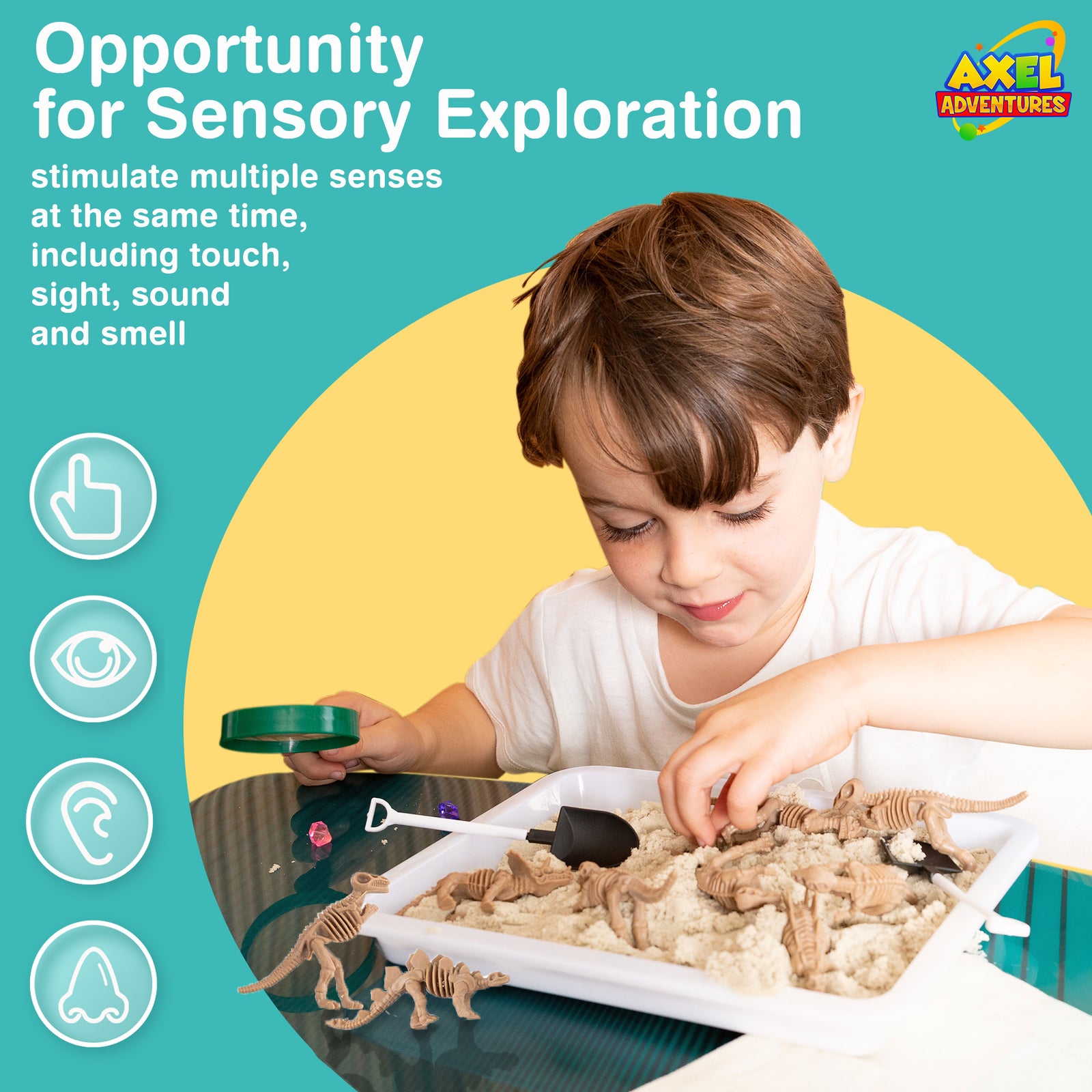 Dinosaur Sensory Bin for Preschoolers, Dinosaur Toy for Kids - Axel Adventures