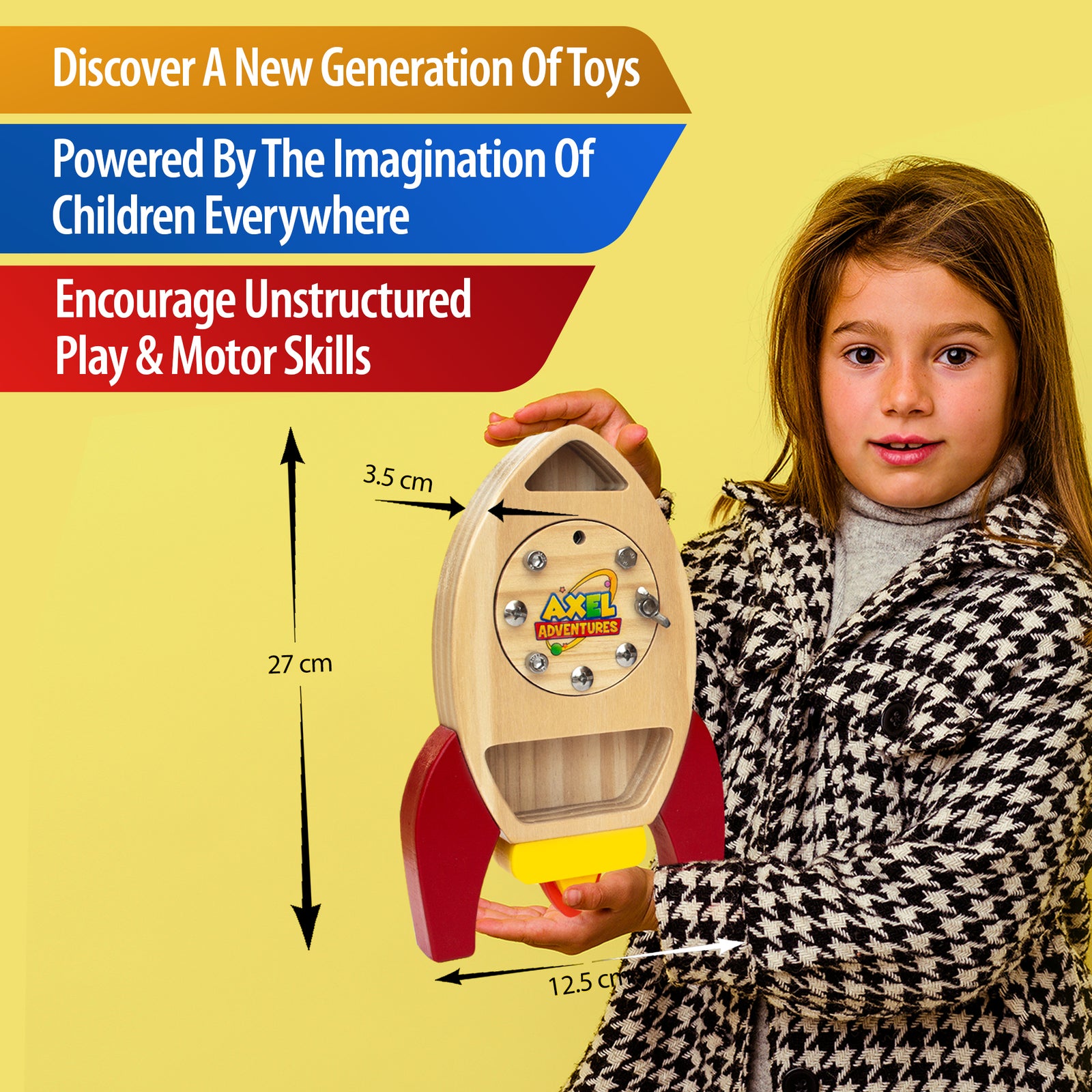 Montessori Screw Driver Board, Rocket Ship Toy Wooden Kids Busy Board Sensory Toy - Axel Adventures
