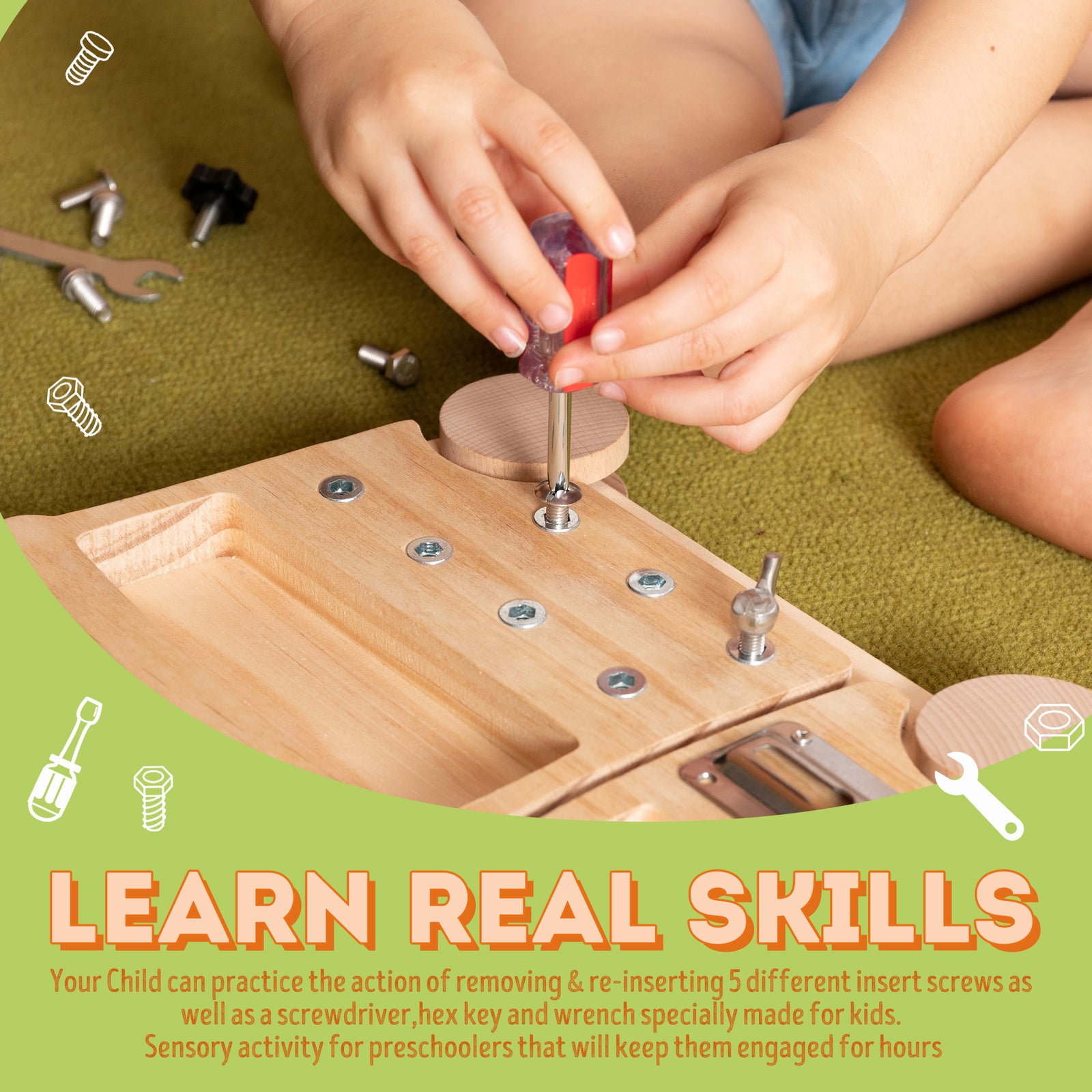 Montessori Screwdriver Truck Real Tools Toy for Kids - Axel Adventures