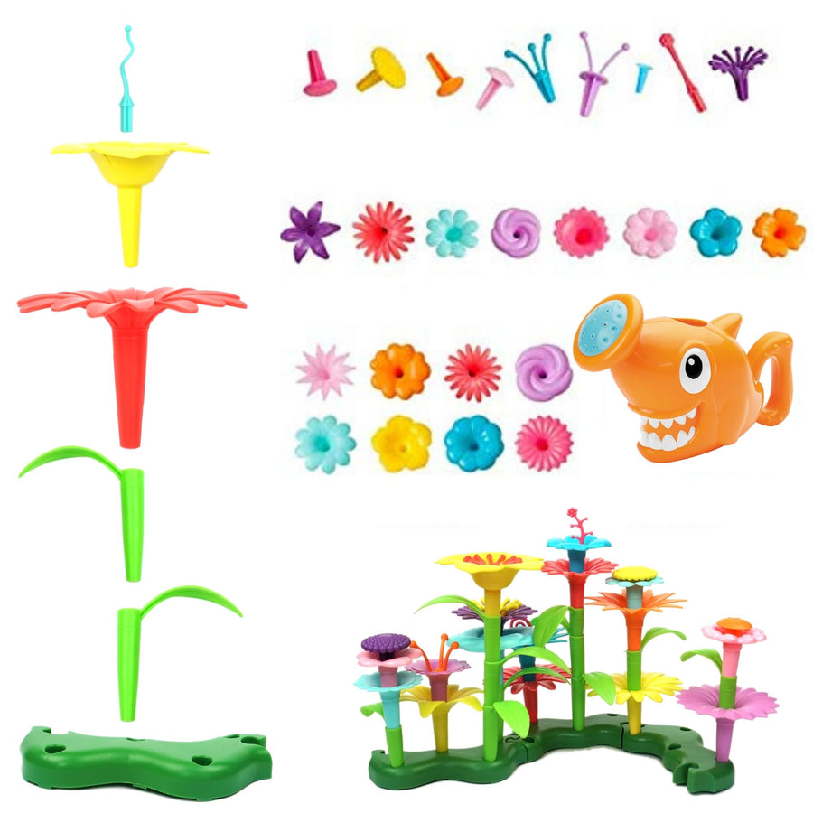 Build A Flower Garden, Colorful Flower Stacking Toddler Toy 112 Pcs - Axel Adventures