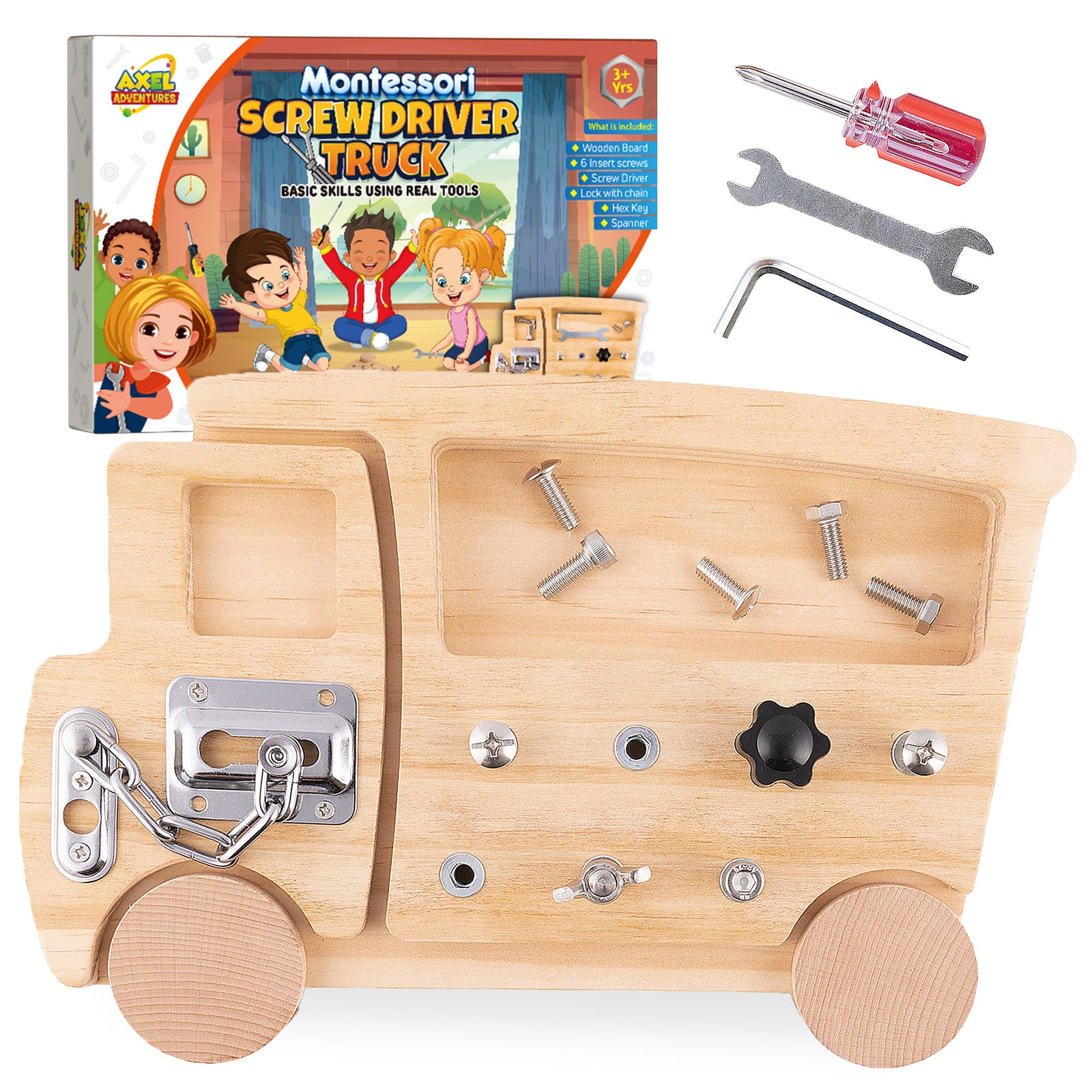 Montessori Screwdriver Truck Real Tools Toy for Kids - Axel Adventures