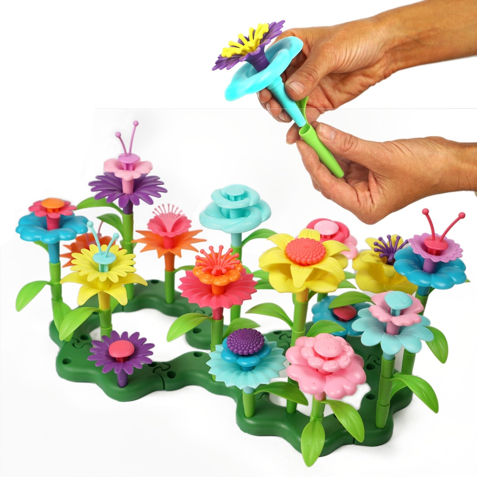 Build A Flower Garden, Colorful Flower Stacking Toddler Toy 112 Pcs - Axel Adventures
