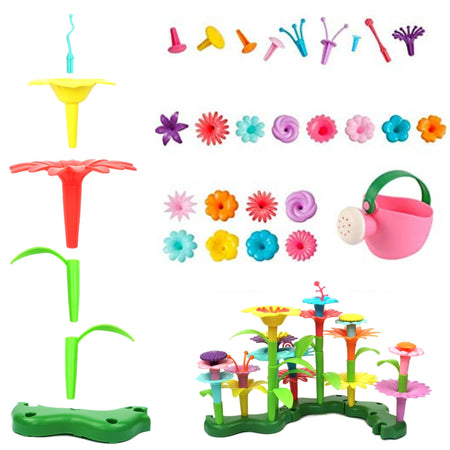 Build A Flower Garden, Colorful Flower Stacking Toy 47 Pcs - Axel Adventures