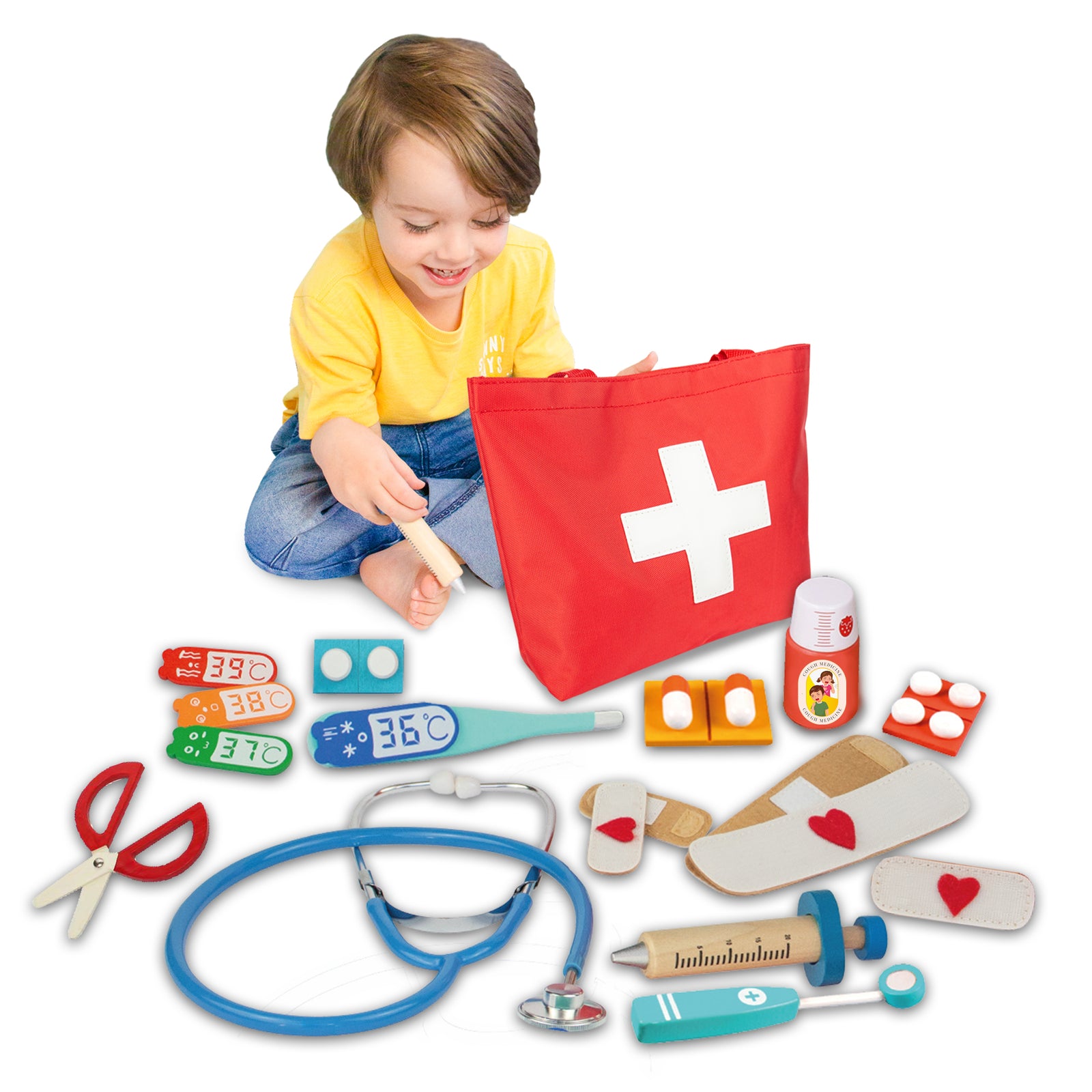 Wooden Doctor Kit, Dr Toy Medical Play set - Axel Adventures