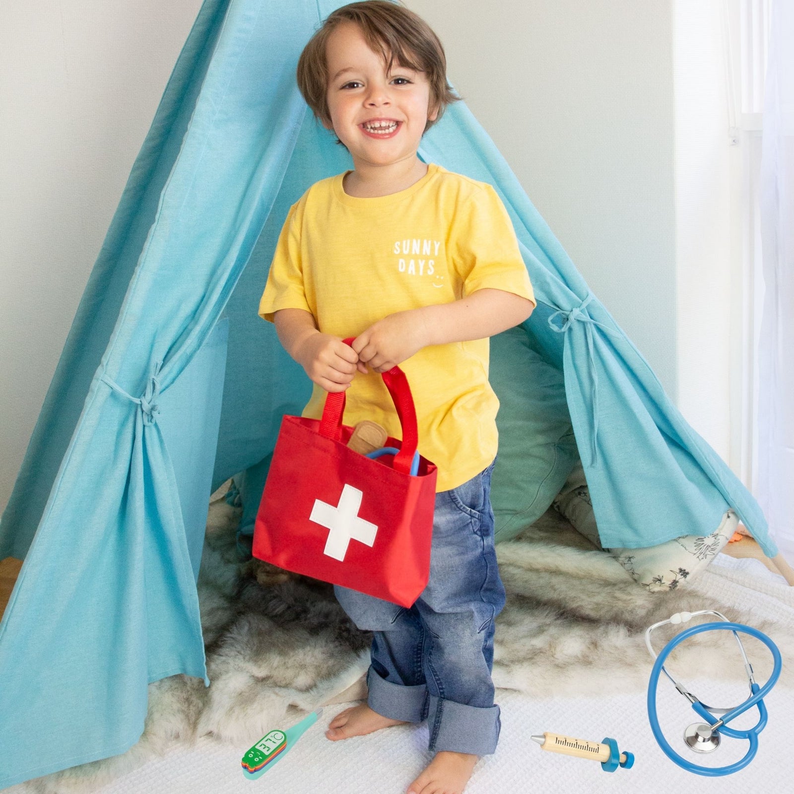 Montessori Wooden Doctor Kit, Pretend Play Medical Playset - Axel Adventures