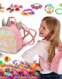 Pop Beads Jewelry making Kit for Kids, Jewelry making Crafts with Unicorn Backpack - Axel Adventures

